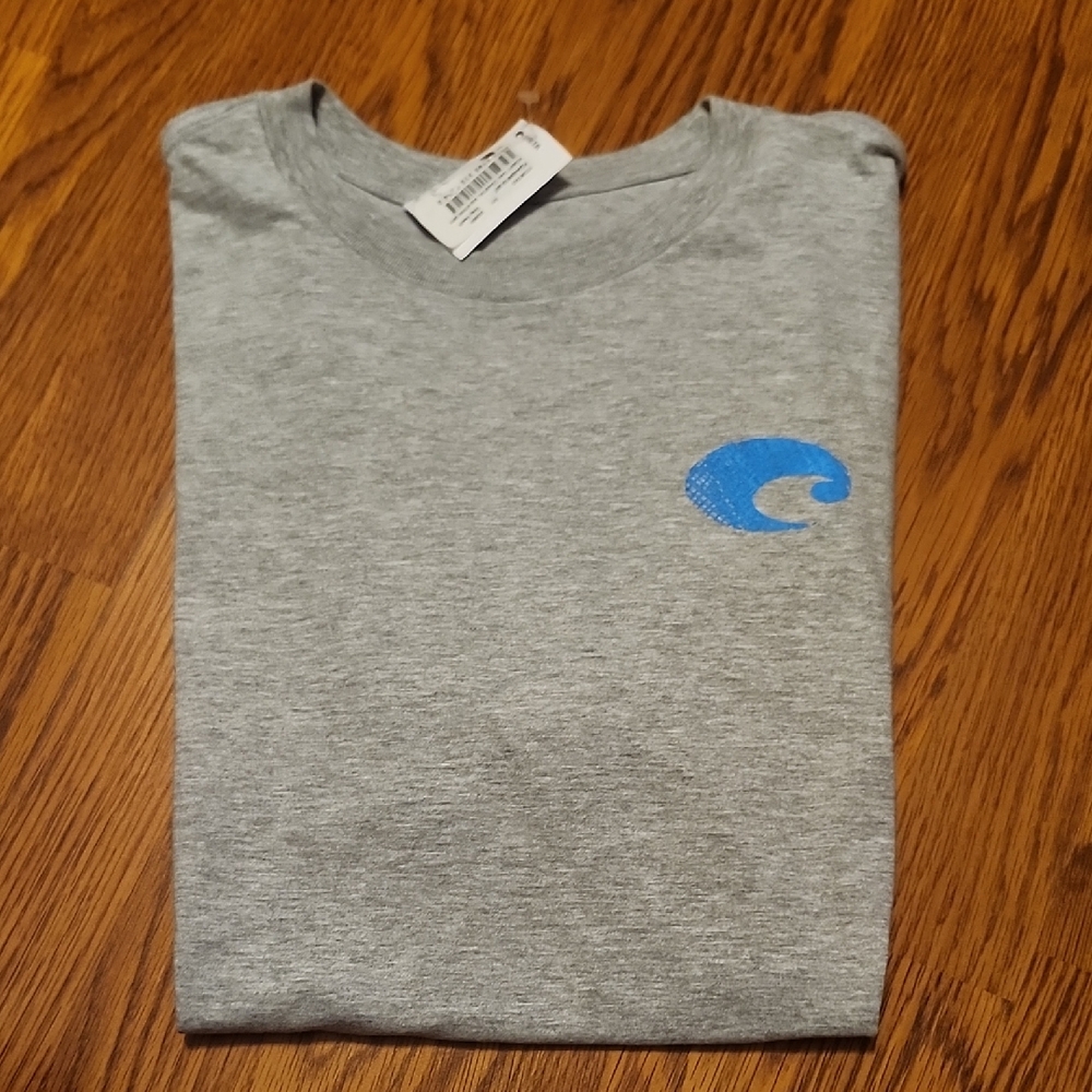 Costa Men's Gray Short Sleeve Tee with Blue Logo